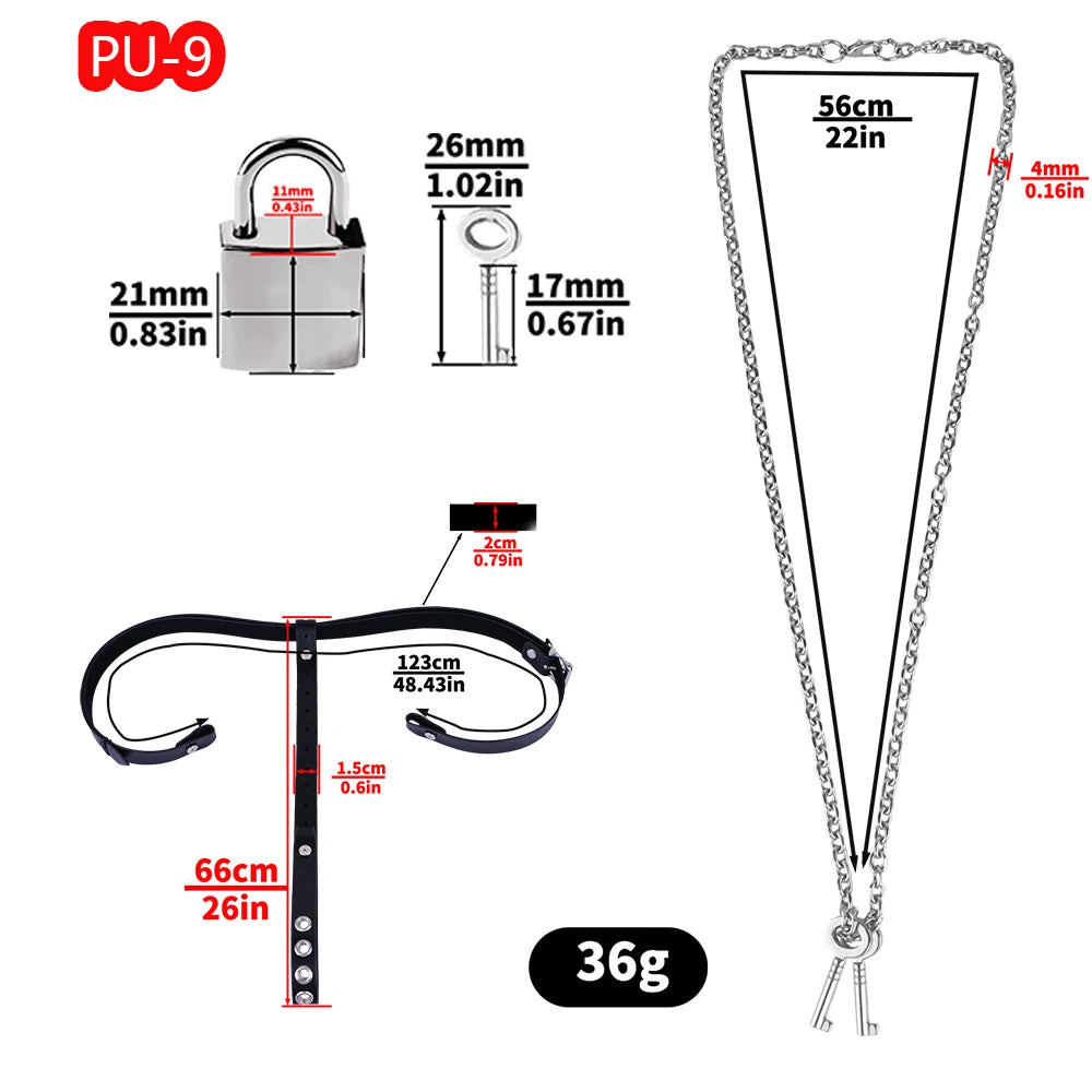 PU Leather Chastity Belt For Metal Cage Harness Belt
