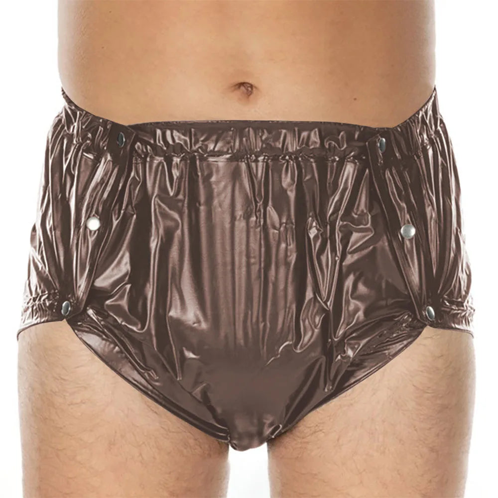 Unisex PVC Shiny Wetlook Button-up Sissy Knicker Nappy Covers for ABDL
