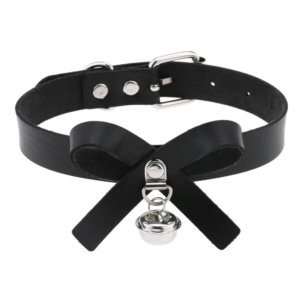 Gothic PU Leather Tassel Chain Choker Collars