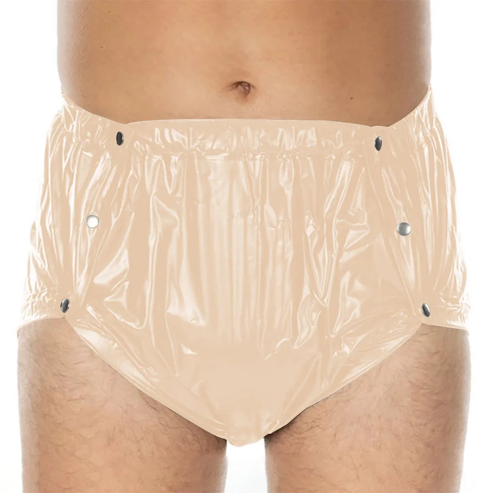 Unisex PVC Shiny Wetlook Button-up Sissy Knicker Nappy Covers for ABDL