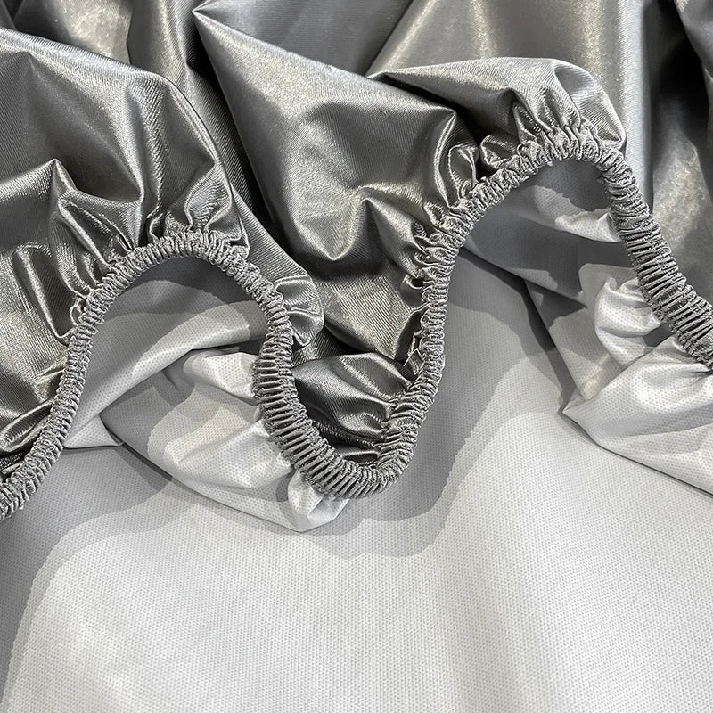 Satin Waterproof Fitted Sheet Silky Breathable Elastic Band Sheet