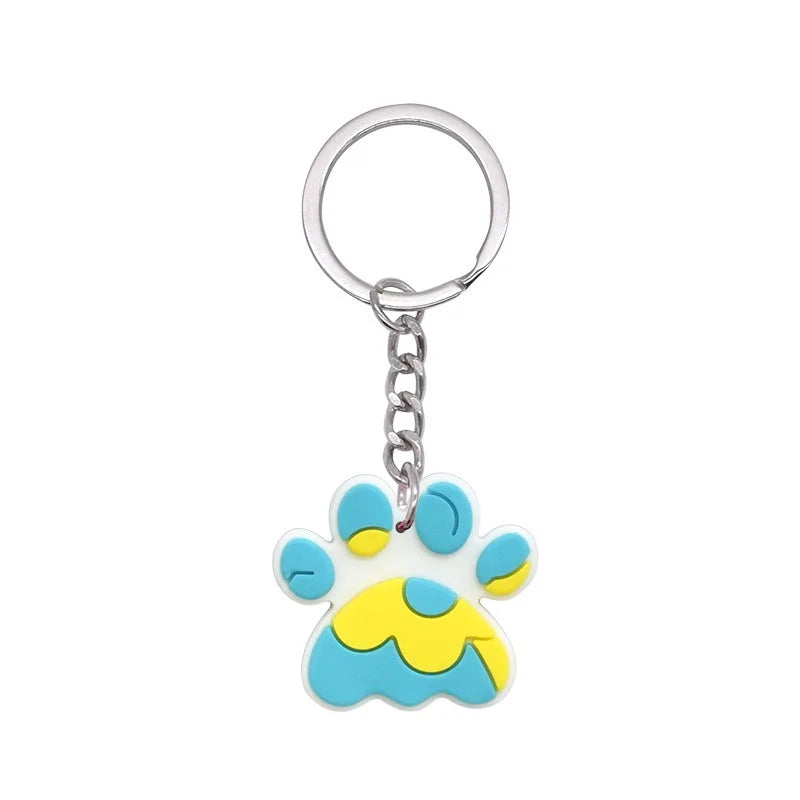 1-21Pcs Lovely Dog Paw PVC Keychain Backpack Charm Pendant