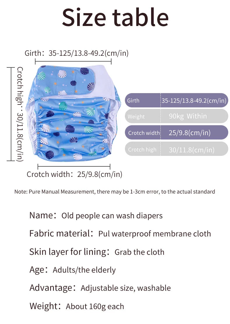 2PCS Adult Cloth Diaper Pants Reusable