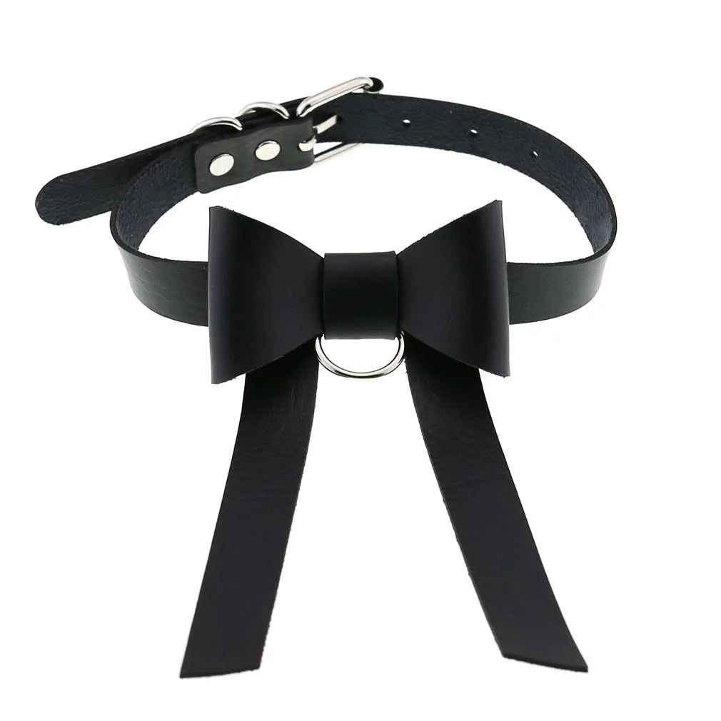 Gothic PU Leather Tassel Chain Choker Collars