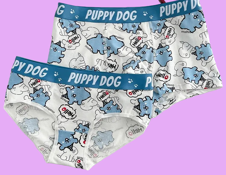 Couple Underwear For Men And Women Cartoon Puppy Pure Cotton Triangle Pants
