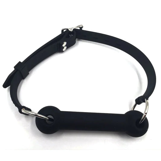Silicone Bondage Dog Bone Ball Gag, Leash Chain Attached, Puppy Play Toy