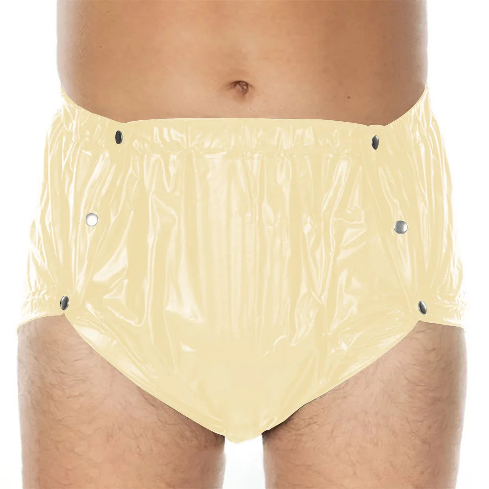 Unisex PVC Shiny Wetlook Button-up Sissy Knicker Nappy Covers for ABDL