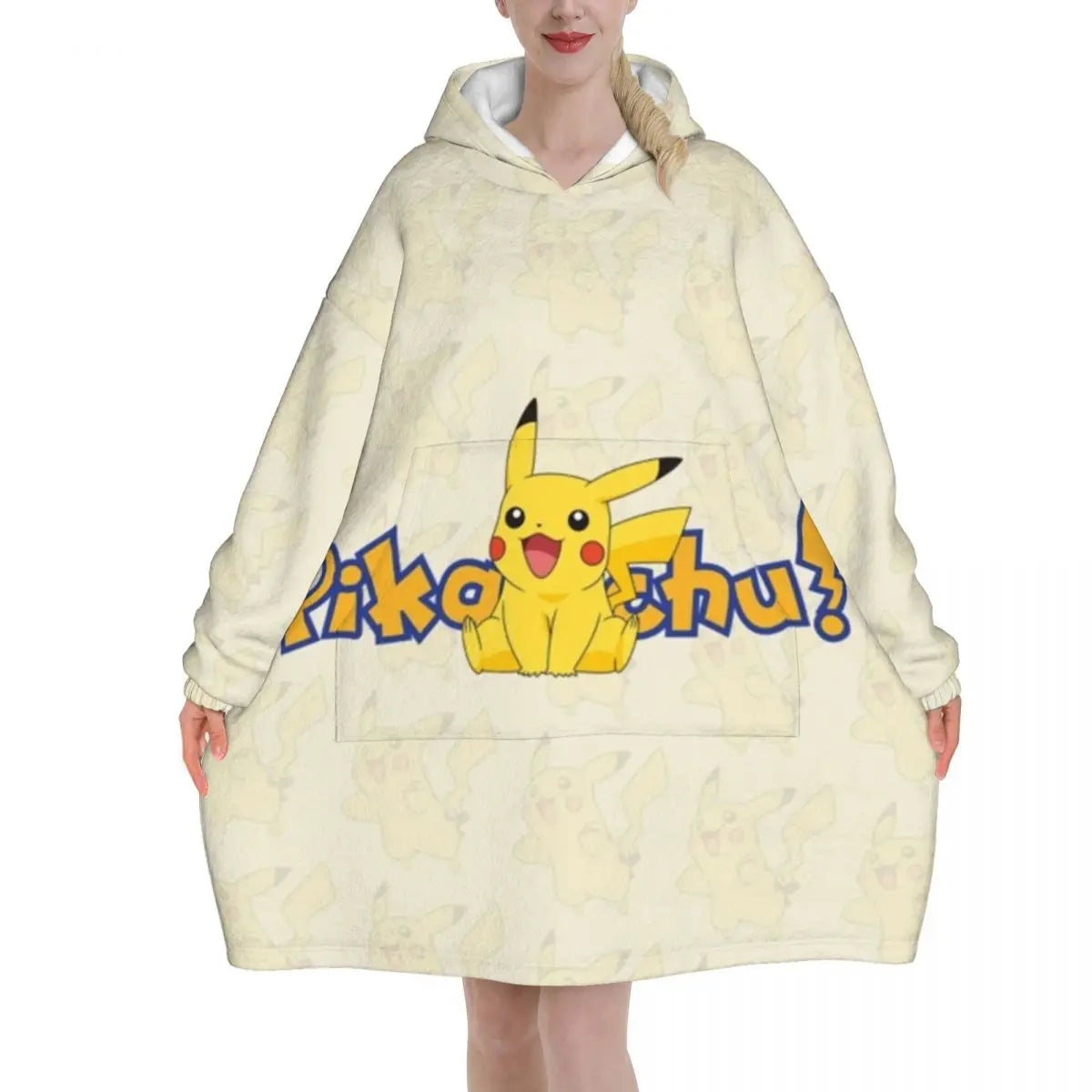 Pokemon Pikachus Blanket Hoodie Wearable Blanket Large with Pocket Warm Cozy Onesie