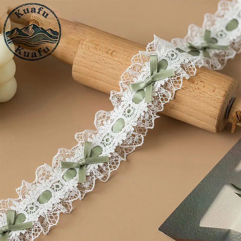 1 Yard Lace Trim Pleated Fabric Ruffle Ribbon Edge