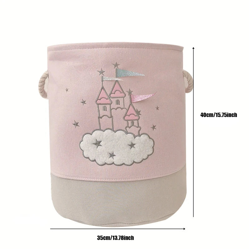 Large Pink Laundry Storage Basket with Handles