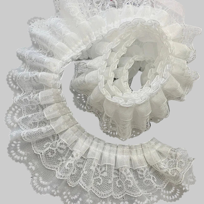2/5/10Yards Three Layer White Lace Fabric