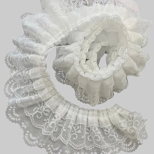 2/5/10Yards Three Layer White Lace Fabric