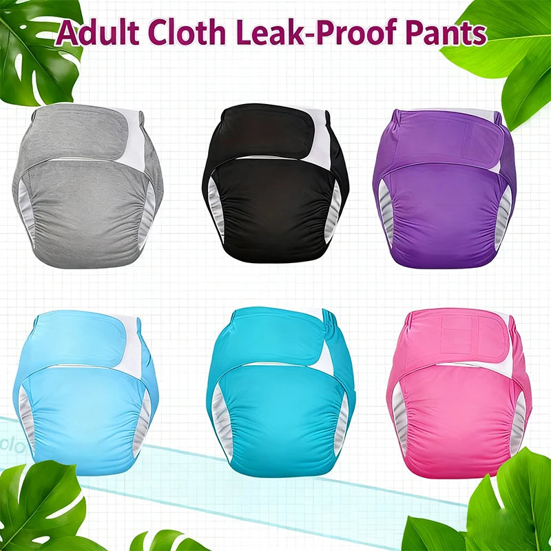 2Pcs Leakproof Adult Incontinence Pants Set 1 Pants+1 Replaceable Pad Breathable Adjustable Waist Washable