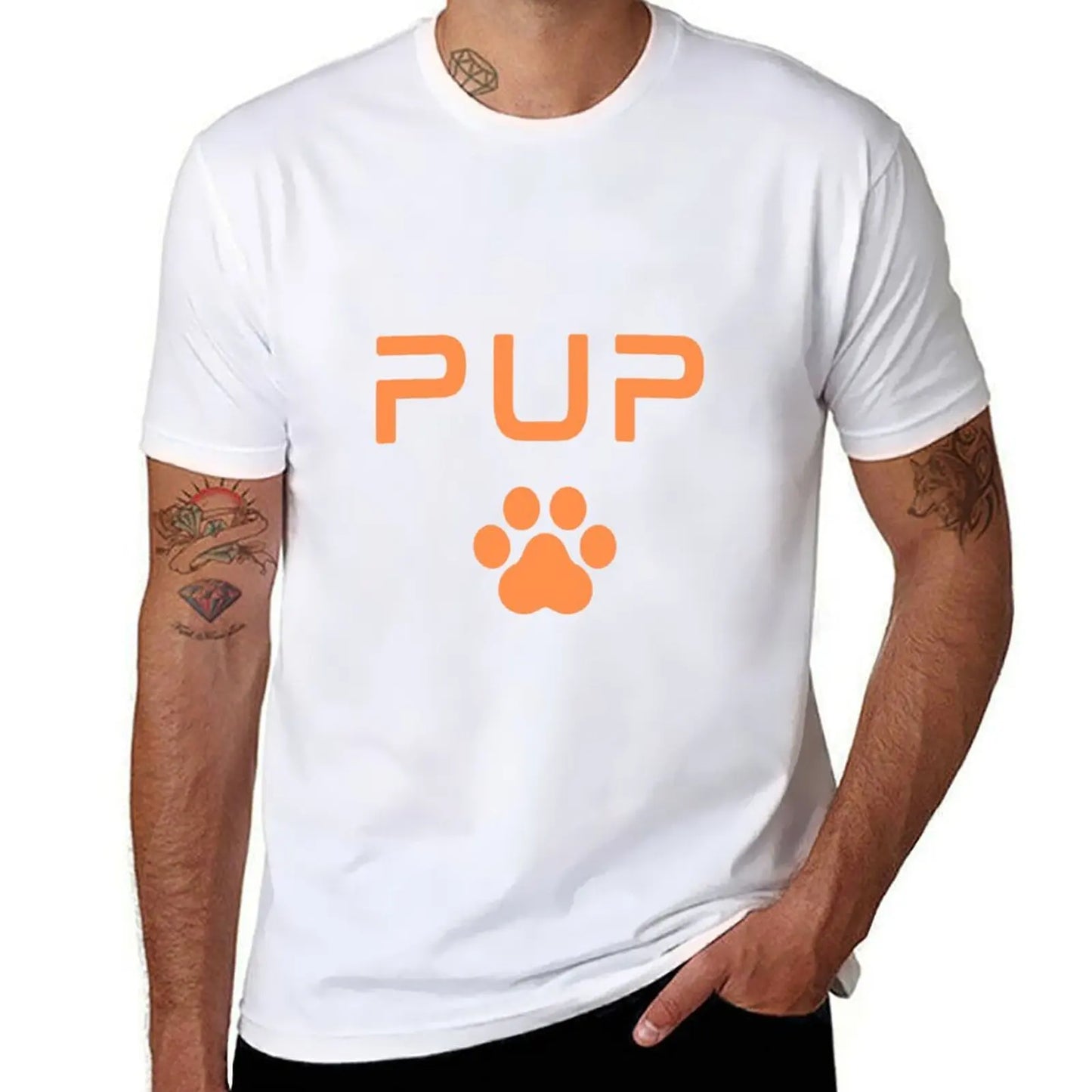 PUP Paw Print - Orange T-Shirt oversized mens cotton t shirts