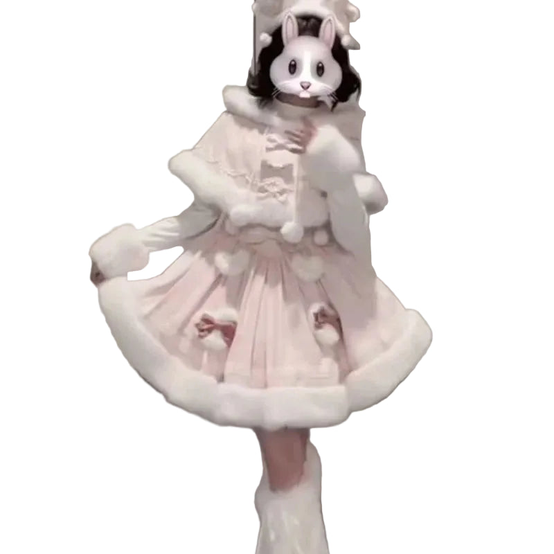 Lolita Style 2-Piece  Kawai Bunny Hooded Cloak Set