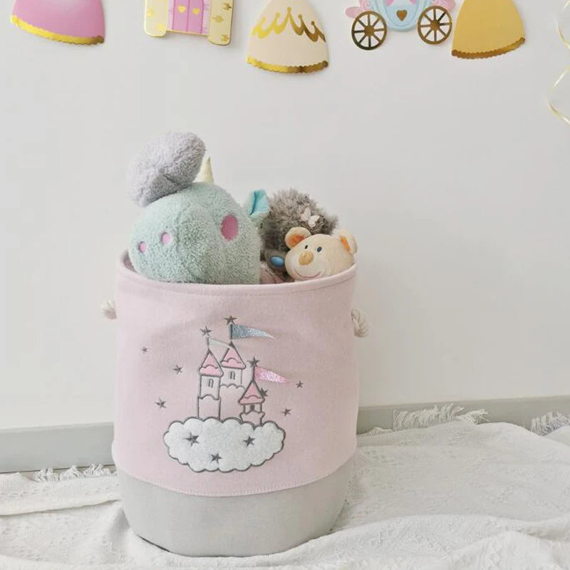 Large Pink Laundry Storage Basket with Handles
