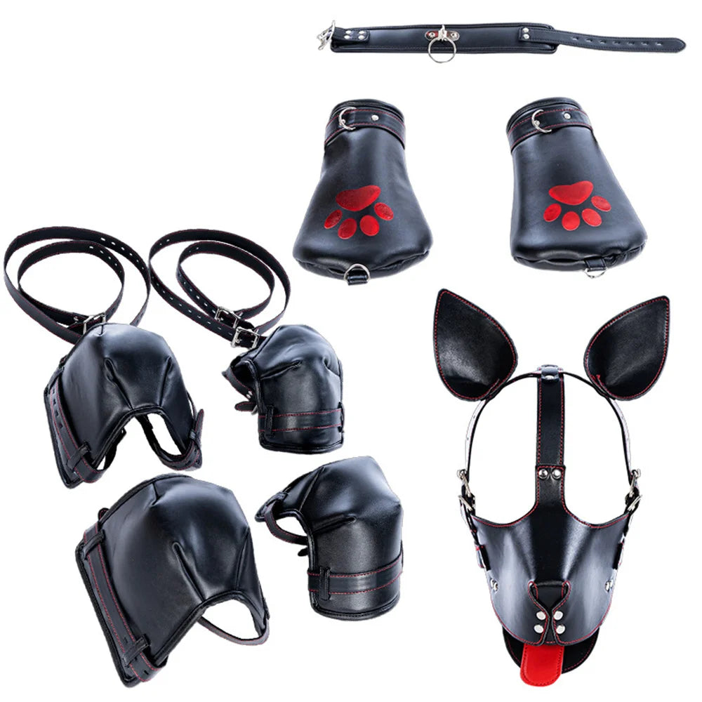 SM Dog Bondage Kits with Fetish Slave Elbow Knee Restrain Crawl Protective Gear for Couple Adult Games Erotic Sex Toys