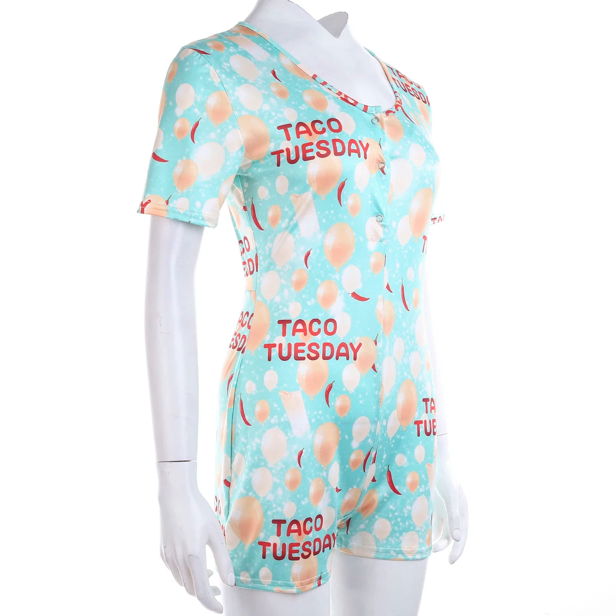 Unisex Playsuits Summer Short Sleeve Buttons Neck Jumpsuits
