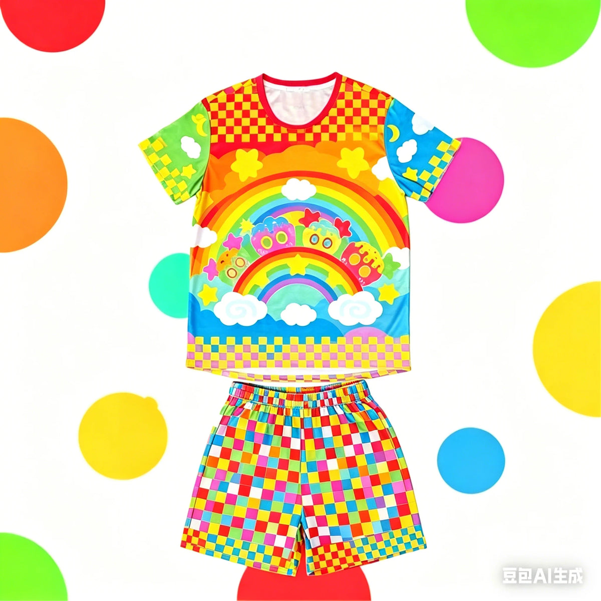Adult Unisex Cake 3D Print Set Harajuku Style Short Sleeve and Shorts Two-Piece Set