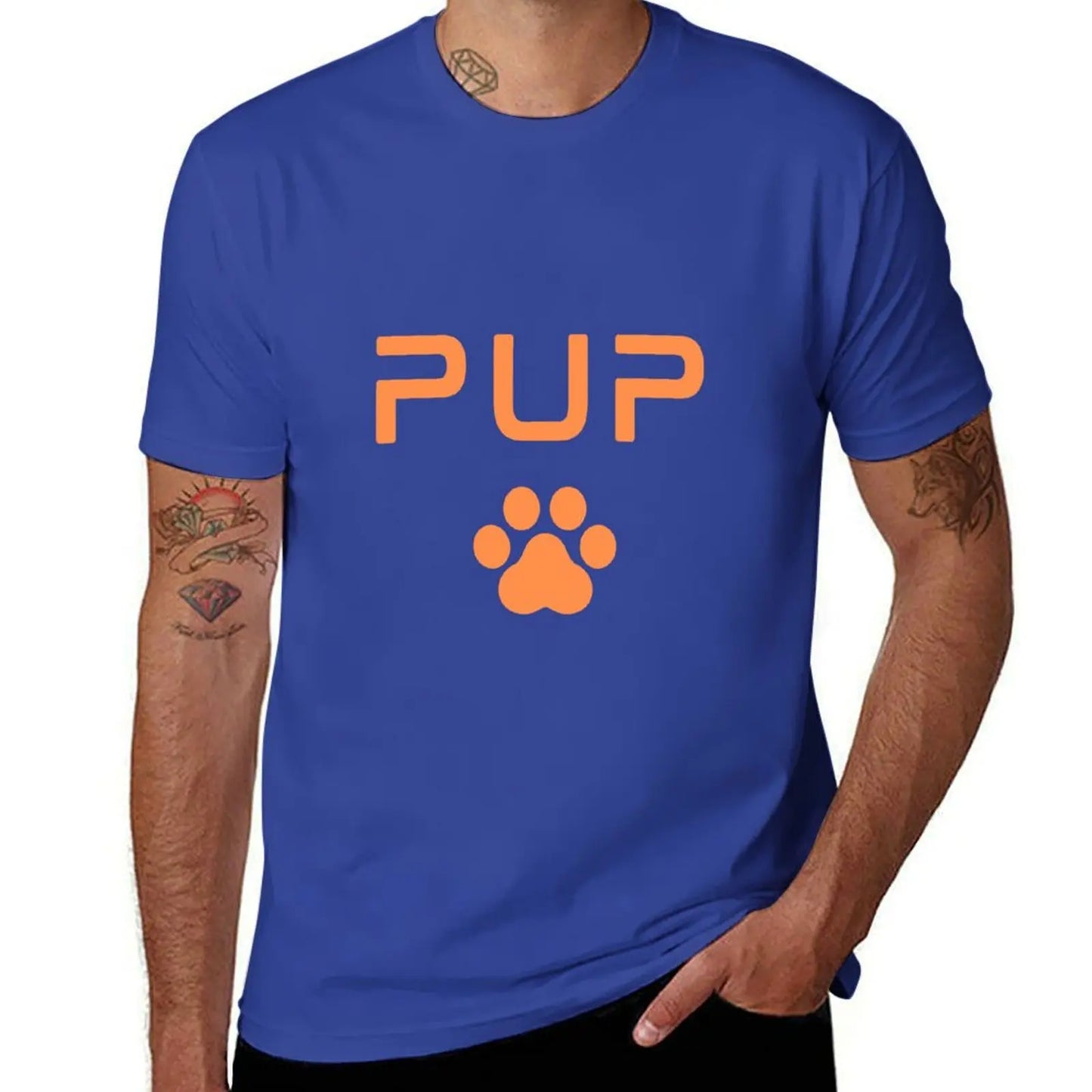 PUP Paw Print - Orange T-Shirt oversized mens cotton t shirts