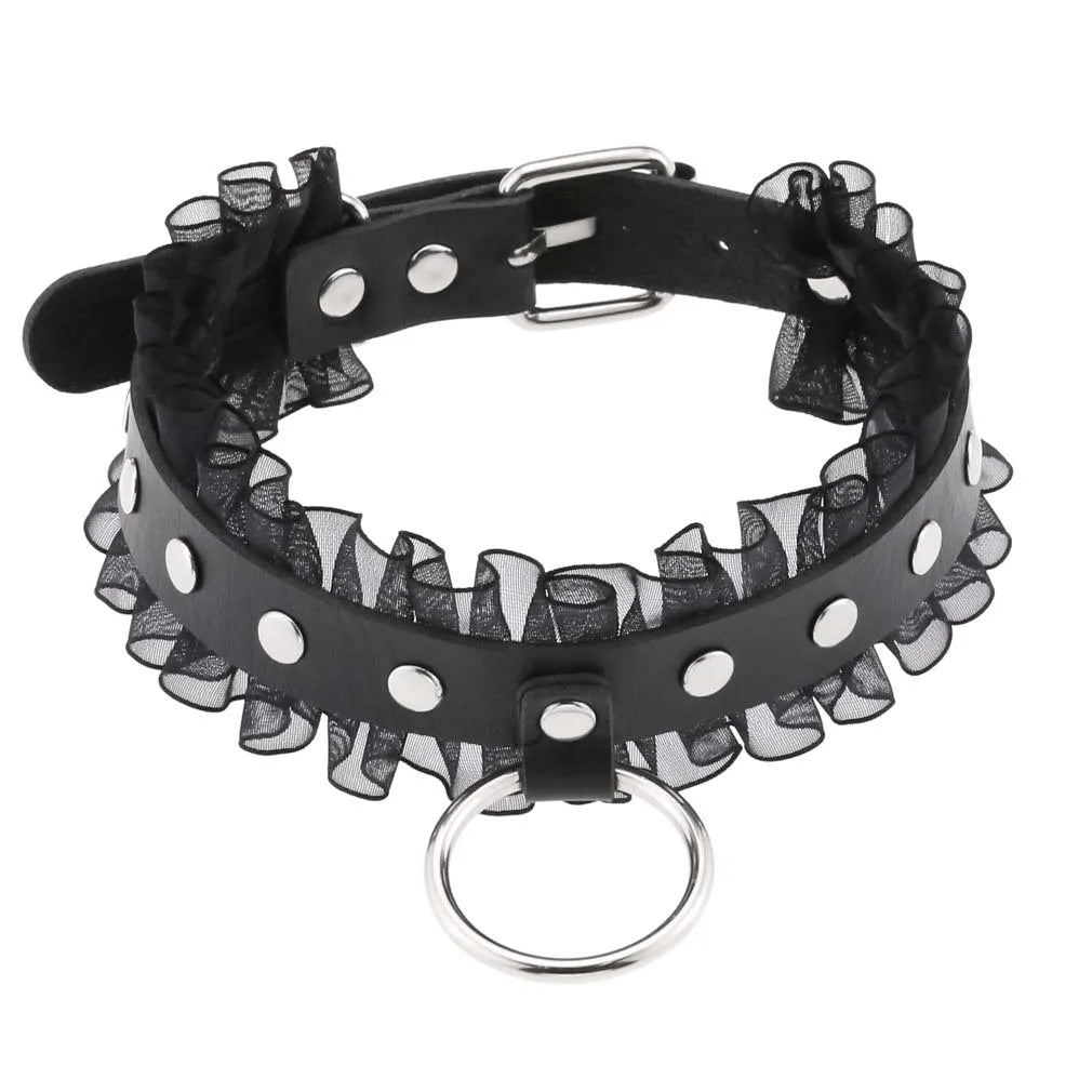 Gothic PU Leather Tassel Chain Choker Collars