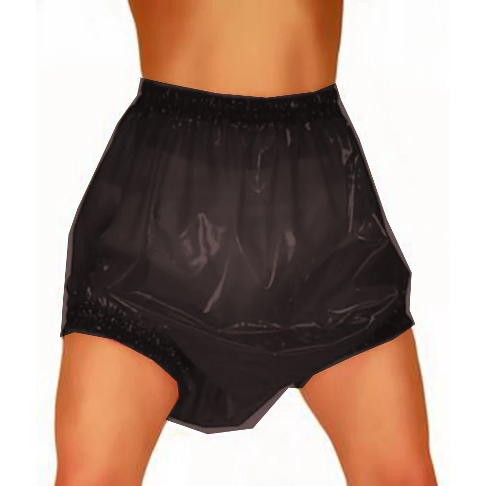 Unisex , Sissy Transparent PVC Plastic Diaper Pants, High Waist Shorts