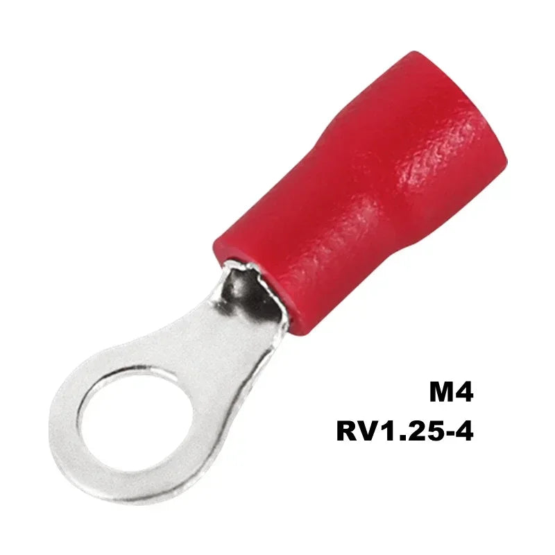 10/50/100Pcs Insulated Ring Terminal Crimp Connector Ring Cable Wire Connectors Cord Pin End Butt Terminals RV1.25 RV2 RV5.5