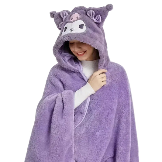 My Melody Kuromi or Cinnamoroll Cute Nap Hooded Poncho Blanket