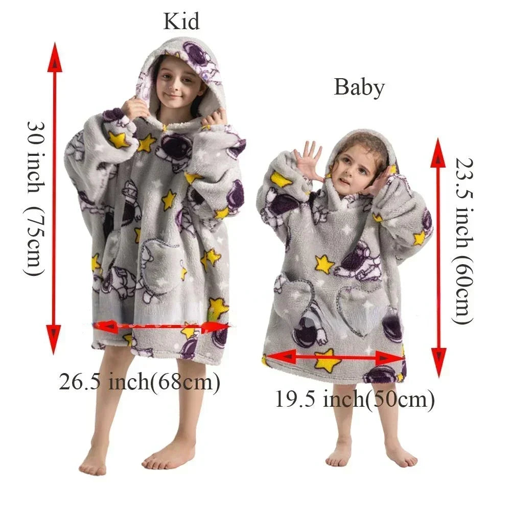 Super Oversized or Oversized Long Winter Sherpa Plush Blanket Family Matching Hoodie Sweatshirt