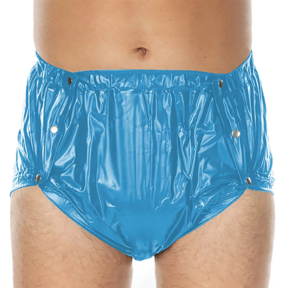 Unisex PVC Shiny Wetlook Button-up Sissy Knicker Nappy Covers for ABDL