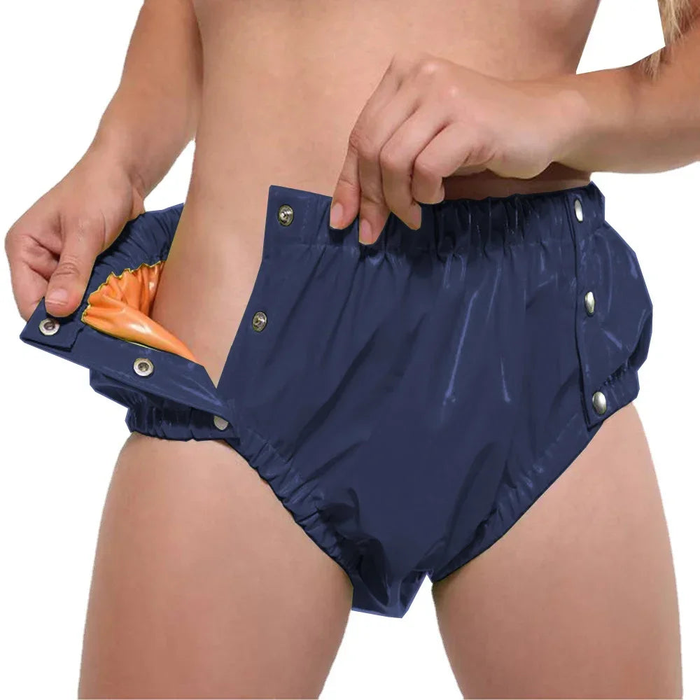 Shiny PVC Leather Double Layer Splicing Panties Sissy Cosplay Fetish