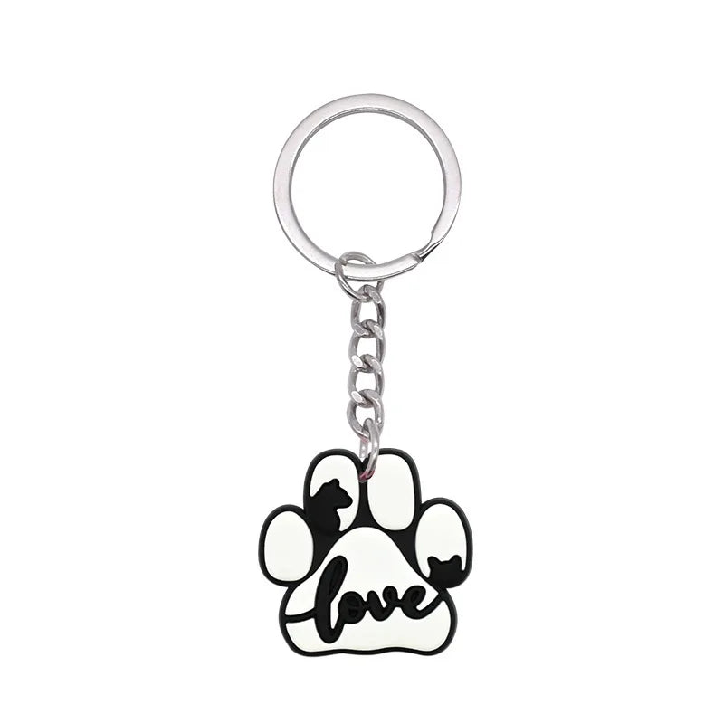 1-21Pcs Lovely Dog Paw PVC Keychain Backpack Charm Pendant