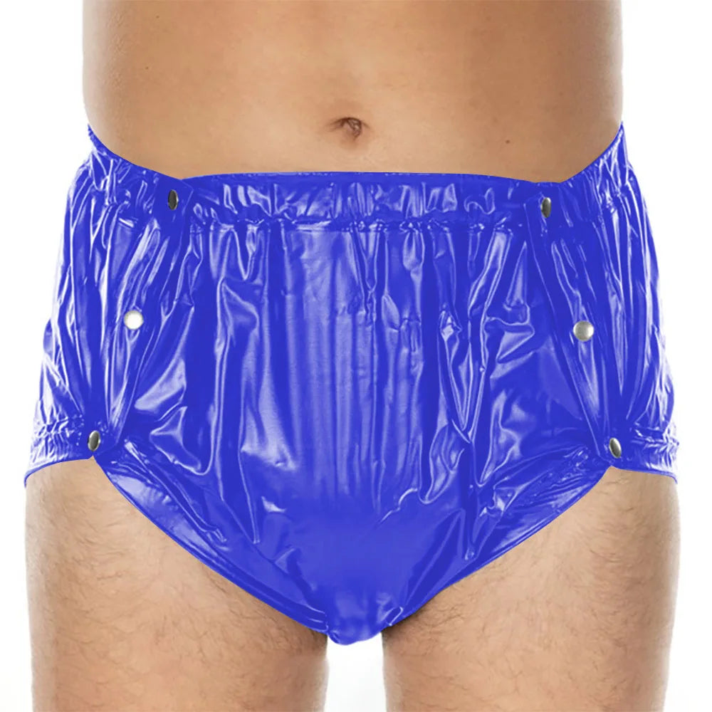 Unisex PVC Shiny Wetlook Button-up Sissy Knicker Nappy Covers for ABDL