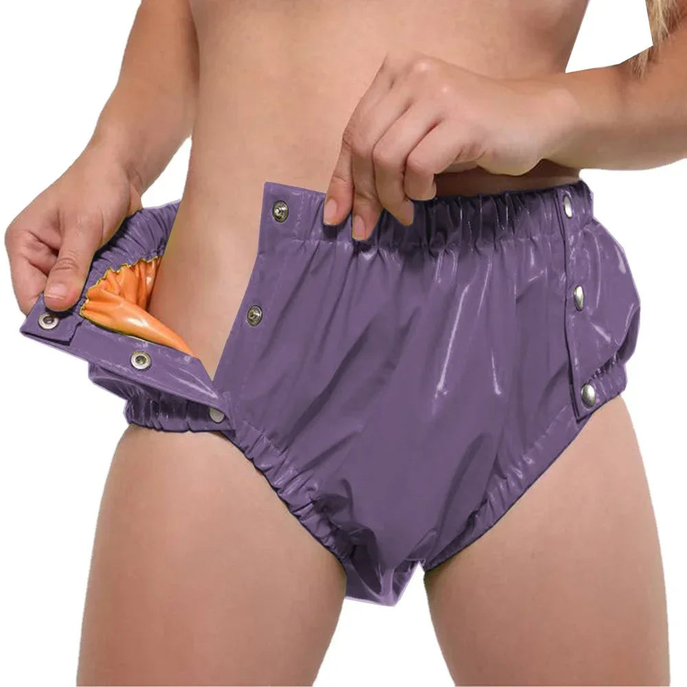 Shiny PVC Leather Double Layer Splicing Panties Sissy Cosplay Fetish