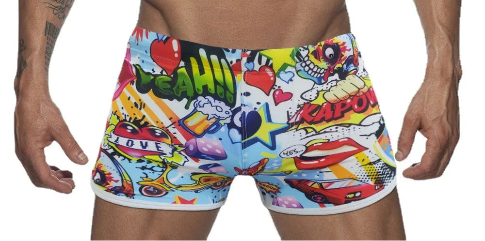 Men's Swimsuits Cartoon Swimming Trunks
