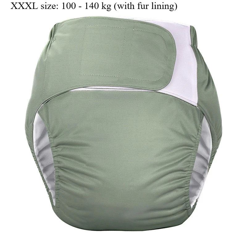 Washable Adult Cloth Diapers - Reusable with Hook Loop, Waterproof & Anti-Leak