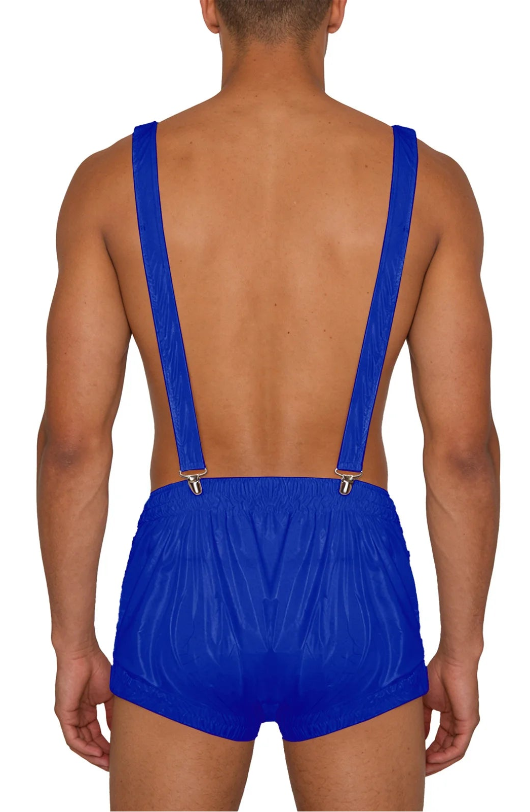Unisex Overalls Shorts Metal Rivet Embellished Suspenders Bodysuit Waterproof
