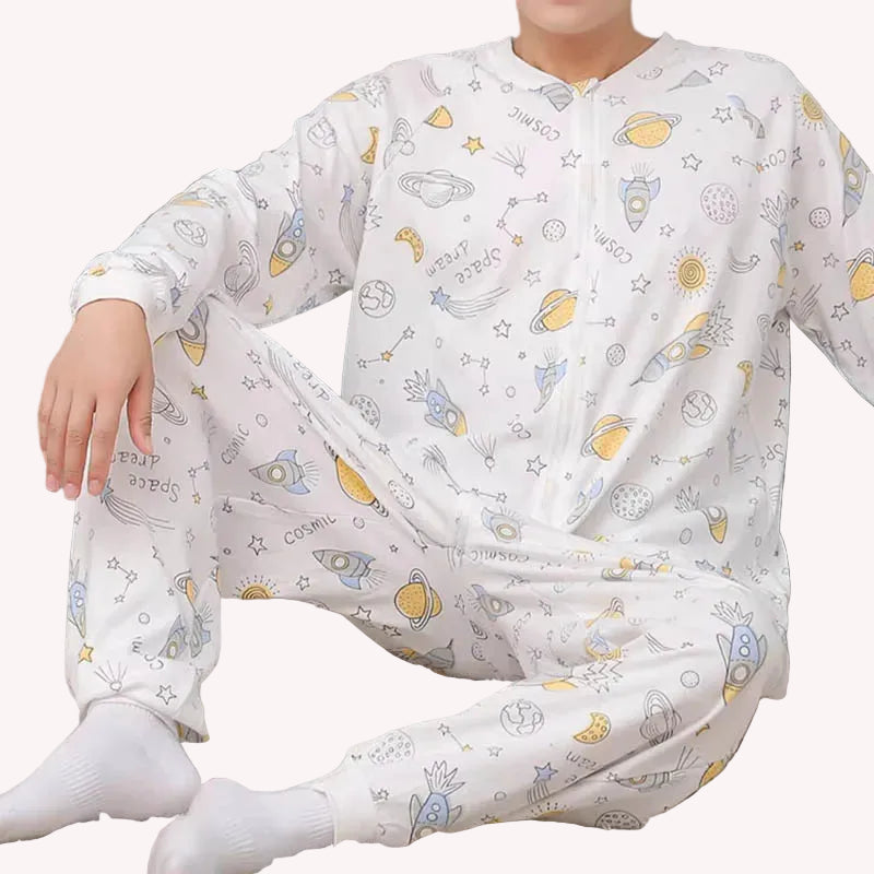 Unisex Jumpsuit ABDL Cute Cartoon Pure Cotton Playsuits Zipper Loose Romper