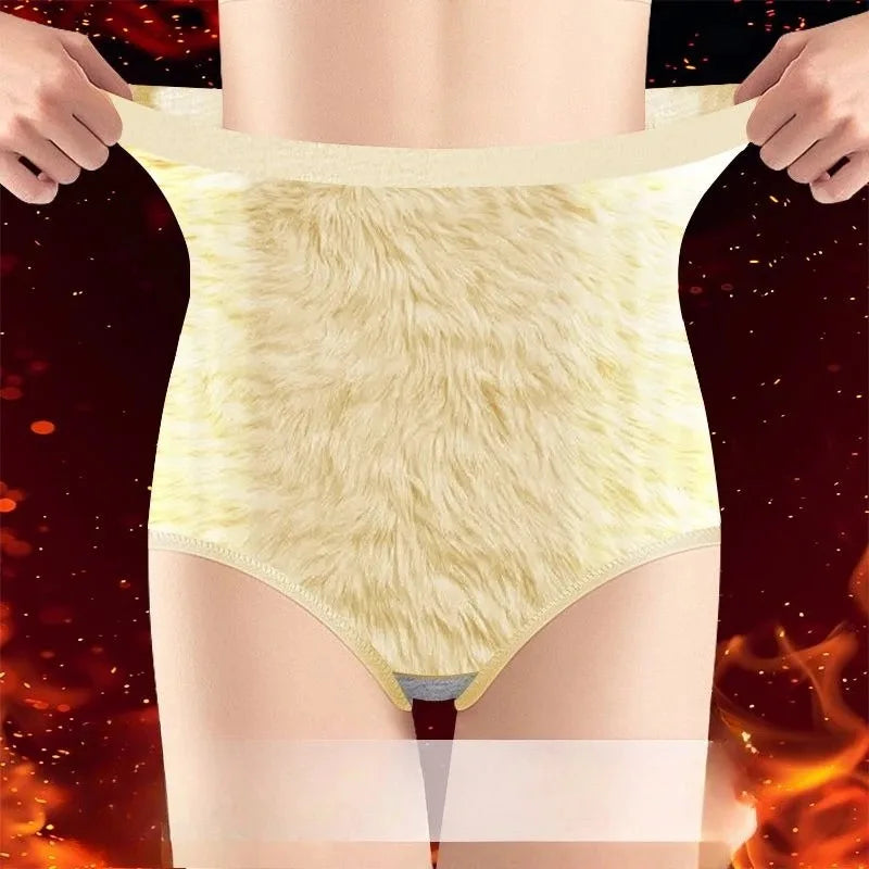 Women's Fluffy Sexy Thickened Thermal Panties Winter Warm Keep High Rise Intimates Underwear Girl Long Briefs Fashion Clubwear
