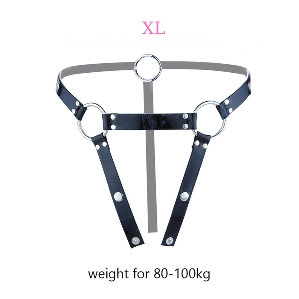 PU Leather Chastity Belt For Metal Cage Harness Belt
