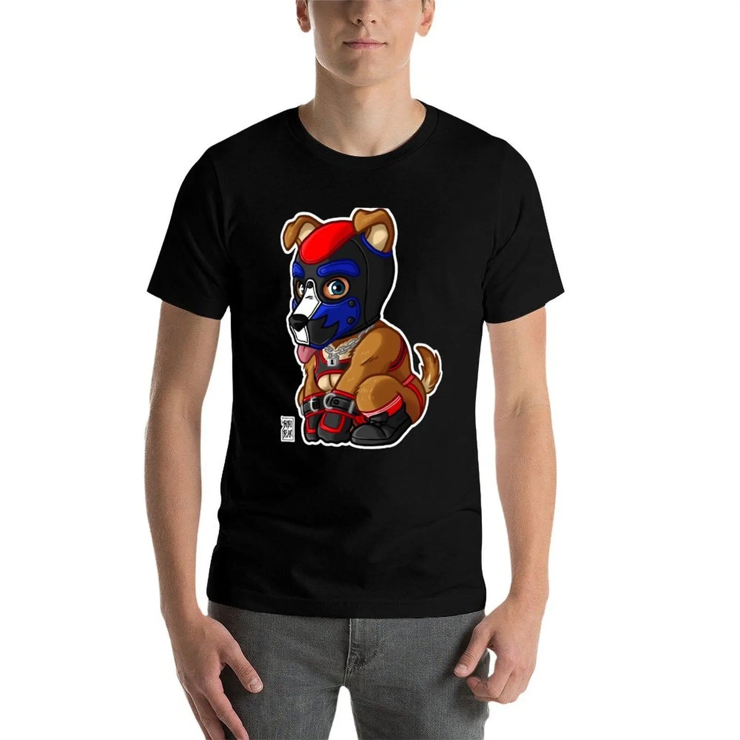 PLAYFUL PUPPY - BLUE RED MASK - BEARZOO SERIES T-Shirt up to 6XL