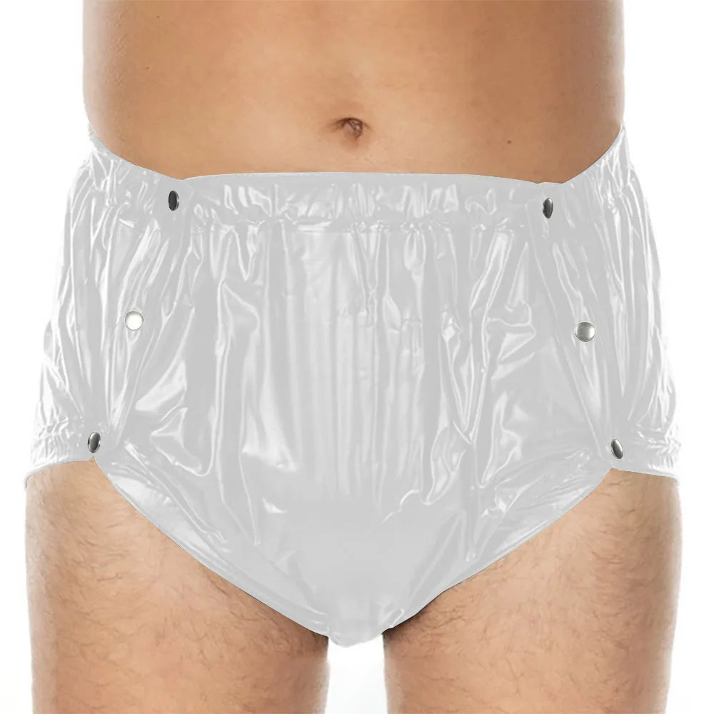 Unisex PVC Shiny Wetlook Button-up Sissy Knicker Nappy Covers for ABDL