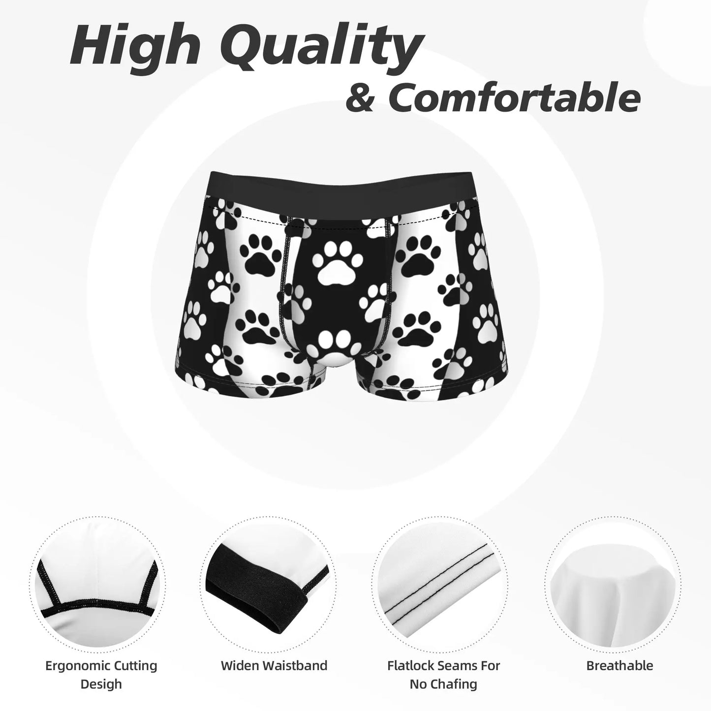 Men's Pet Prints Dog Boxer Briefs Breathable Underpants M-XXL