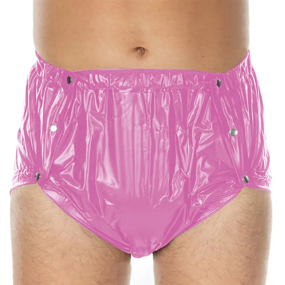 Unisex PVC Shiny Wetlook Button-up Sissy Knicker Nappy Covers for ABDL