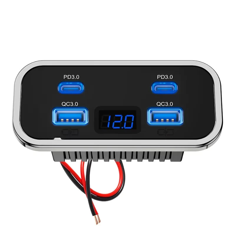 Car Charger Dual USB Type-C 4 Ports Quick Charging Socket