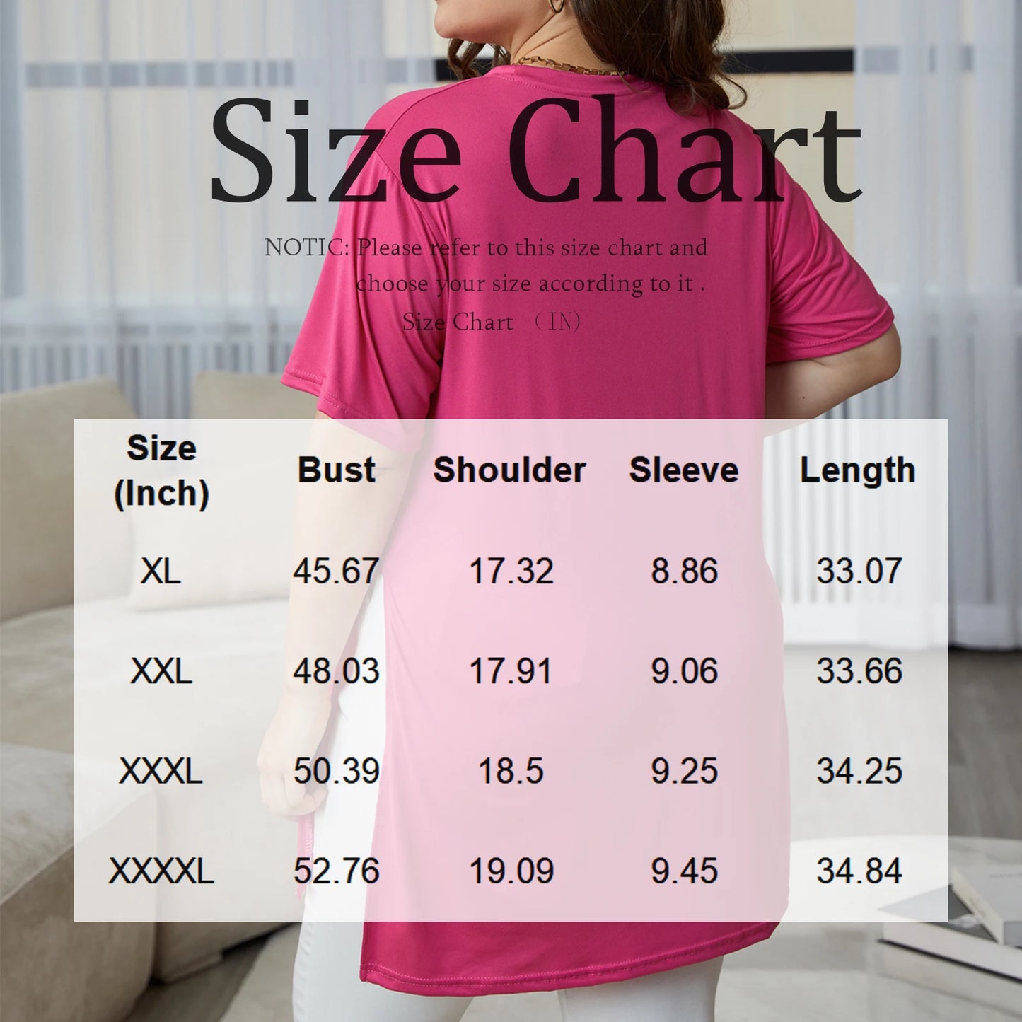 Plus Size Mid-length Slit T-shirt Solid Color Round Neck Short Sleeve