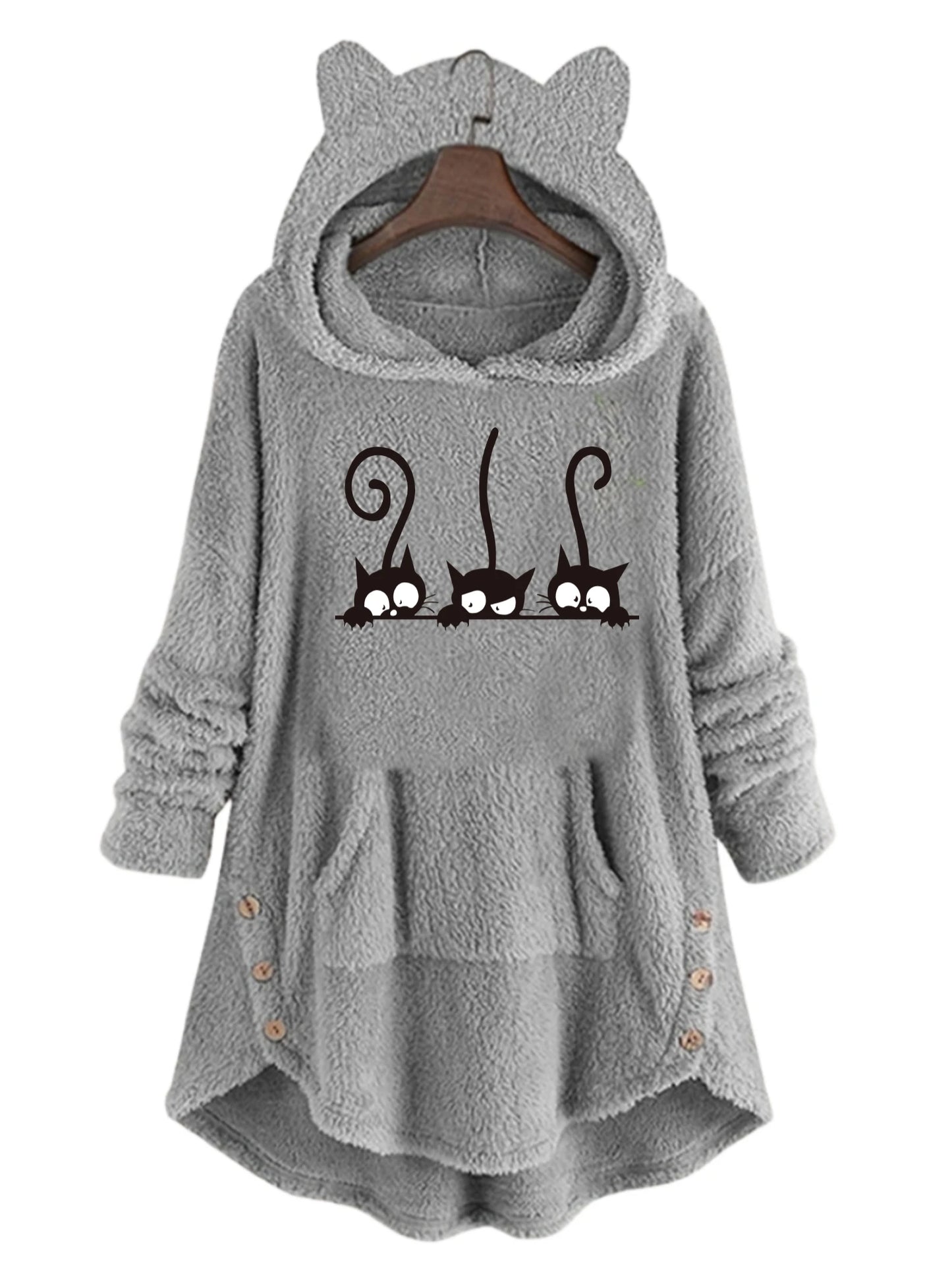 Cat Ears Long-Sleeved Hooded Sweatshirt