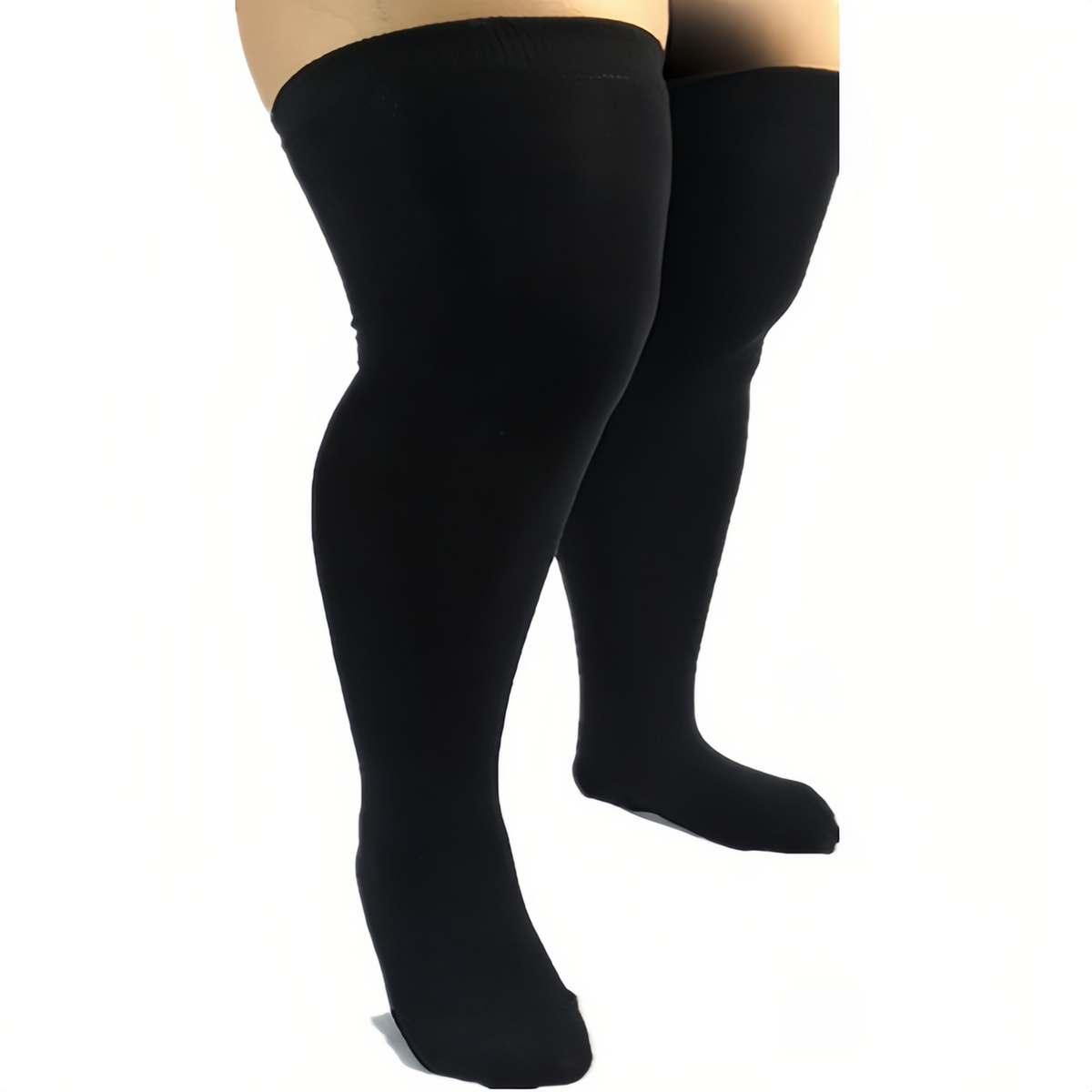 Black White Striped Long Socks Plus Size Elastic Over Knee Thigh High Stockings Autumn Winter Leg Warmers for Oversized Women XL