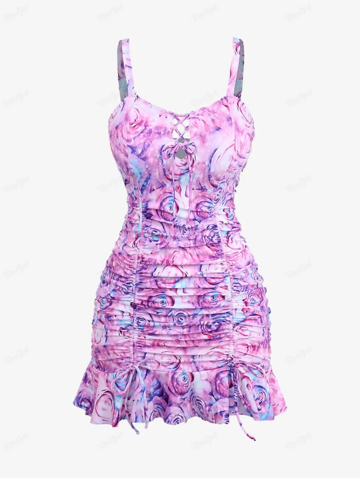 Plus Size Women's Split Swimsuit Tankini Swimwear Set