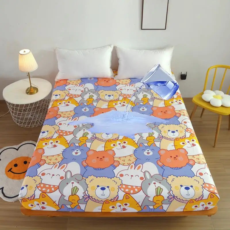 Kuup-Polyester 360° waterproof Cartoon Fitted Sheet Only(no pillowcase)